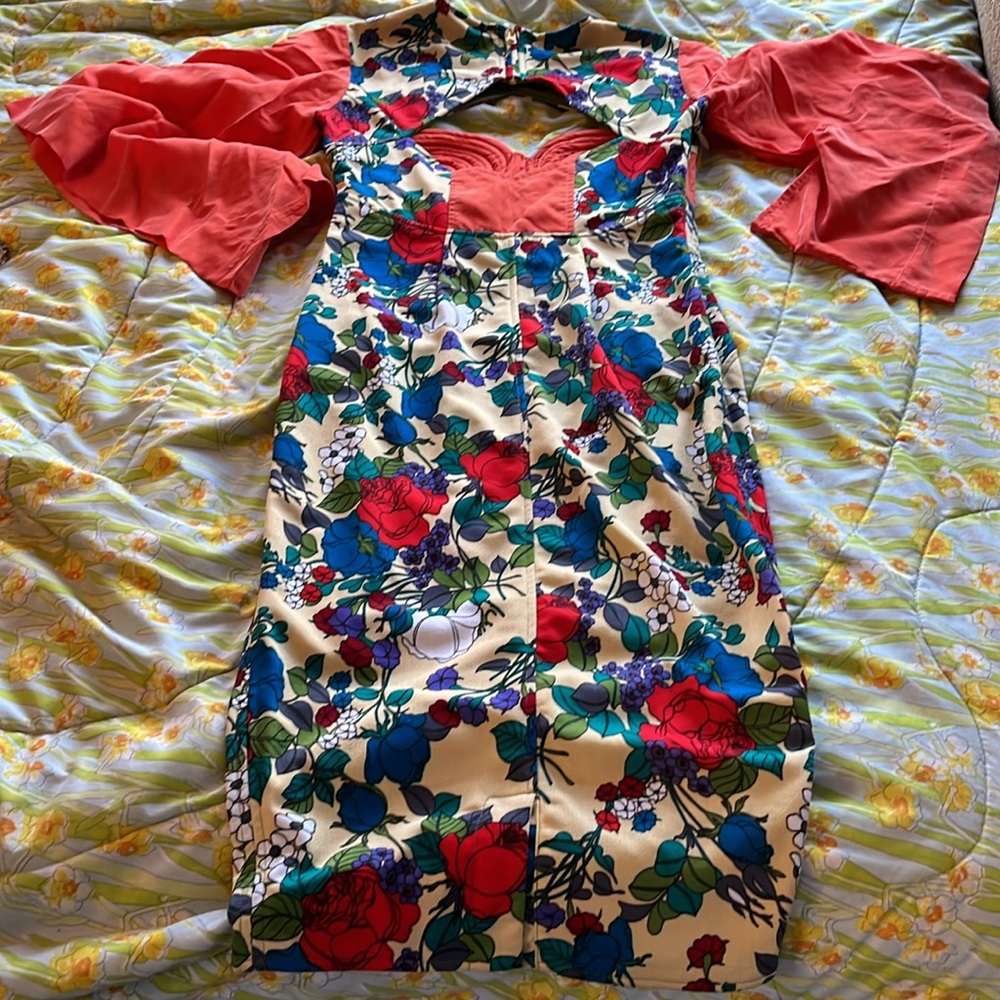 Nuvolo Floral Summer Cocktail Kimmno-Sleeve Dress Size Large - Picture 9 of 16